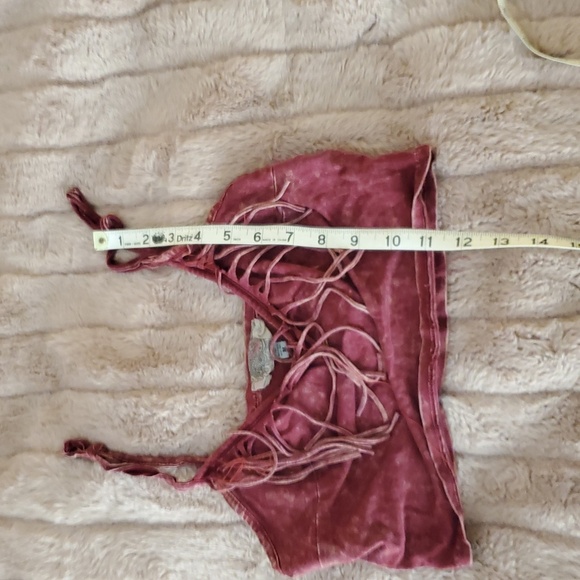 Fringe Detail Pink Crop Top - Picture 5 of 5